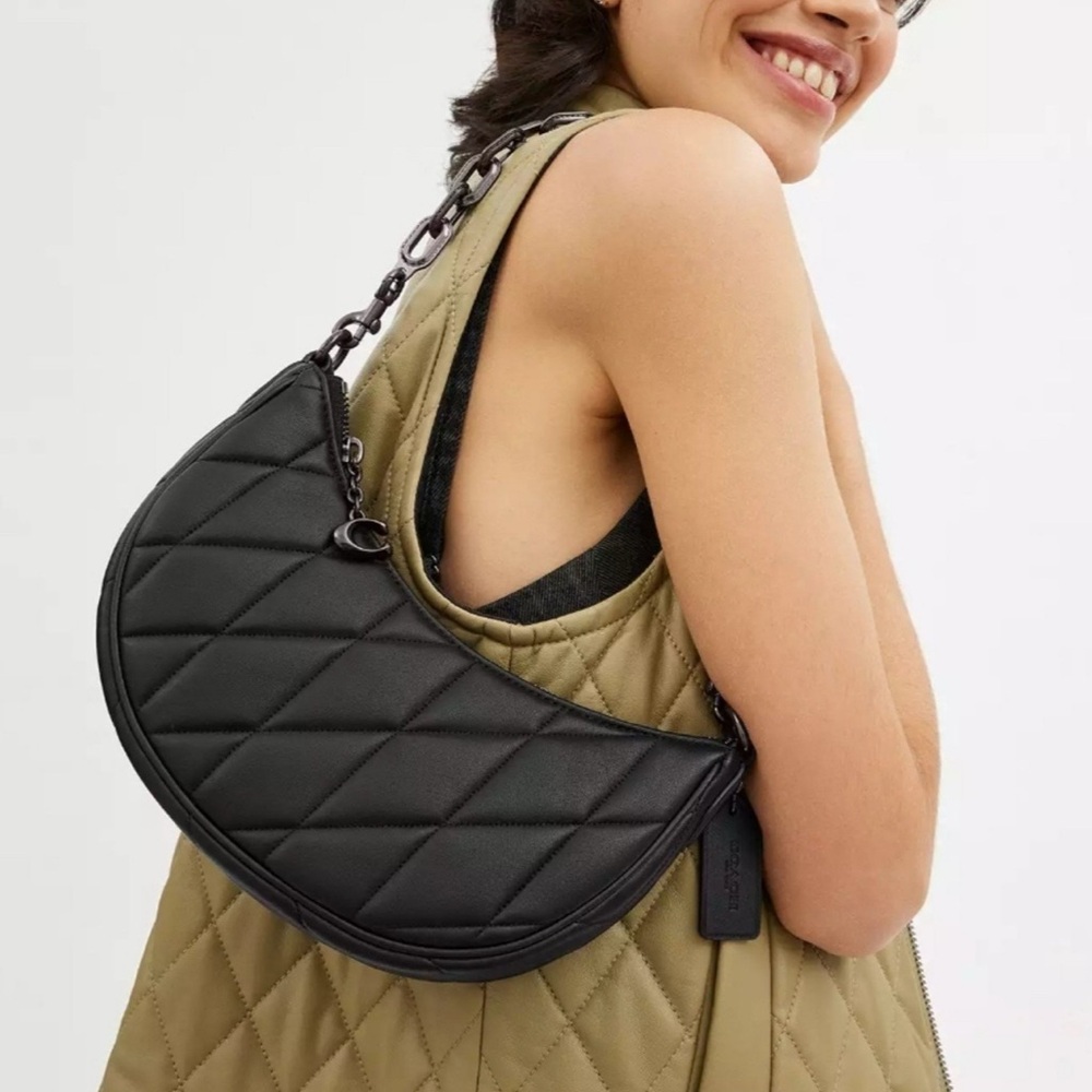 Coach Mira Quilted Leather Shoulder Crossbody Bag In Black - Picture 2 of 11